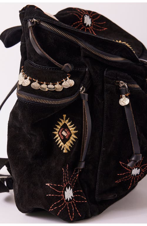 Shop Free People We The Free Versaille Embroidered Suede Backpack In Black