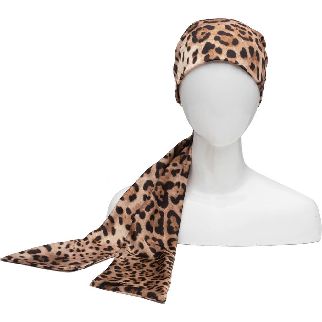 Eugenia Kim Gigi Leopard Print Satin Headscarf In Black