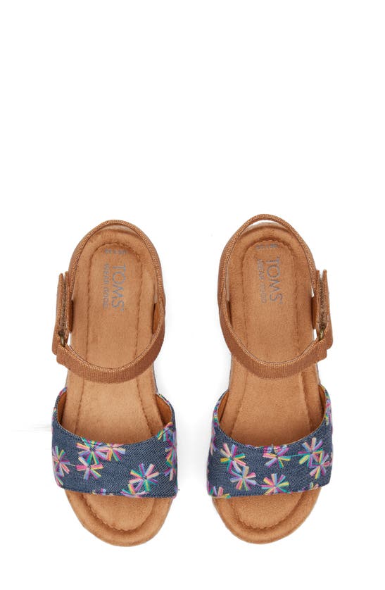 Shop Toms Kids' Diana Ankle Strap Espadrille Platform Wedge Sandal In Navy