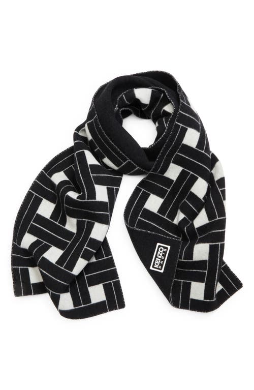 KENZO Reversible Wool Blend Scarf in Off White 