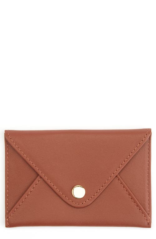 ROYCE New York Leather Envelope Card Holder in Tan at Nordstrom