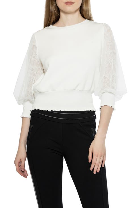 Lace Mesh Long Sleeve Top