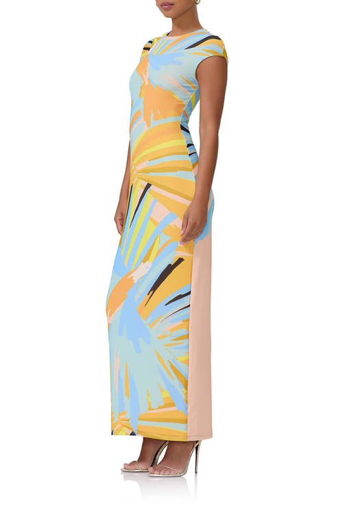 Shop Afrm Cody Print Cap Sleeve Mesh Maxi Dress In Bird Of Paradise