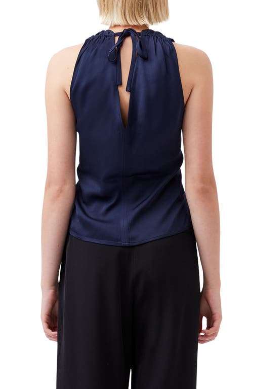 Shop French Connection Ennis Lace Trim Satin Top In Marine Black