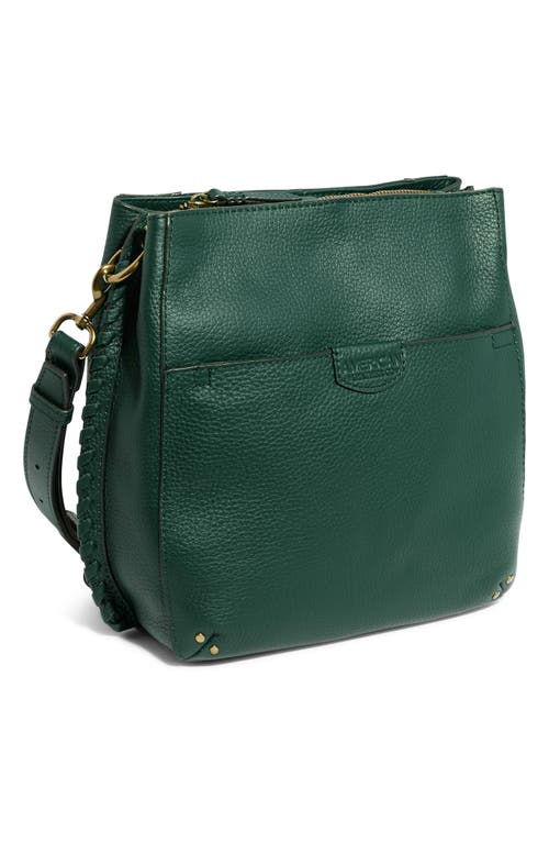 American Leather Co. Luca Triple Pocket Leather Crossbody Bag In Deep Emerald