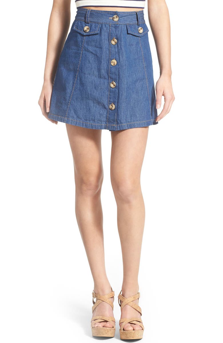 Mimi Chica Button Front Chambray Skirt | Nordstrom