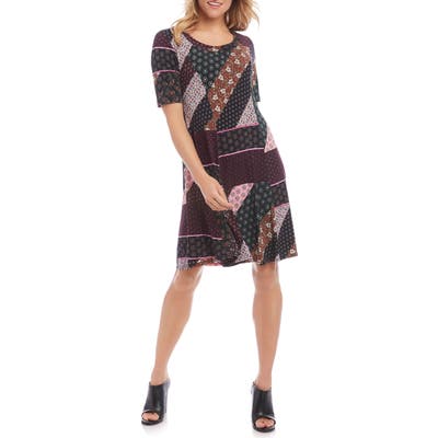 Karen Kane Patchwork A-Line Dress, Purple