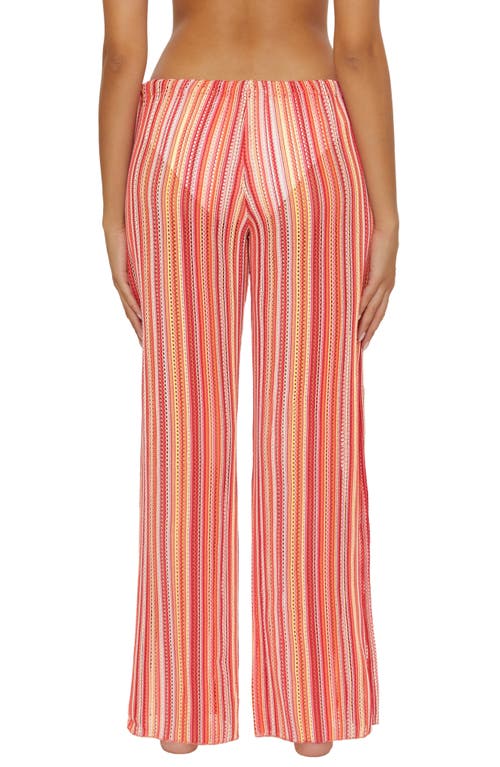 Shop Becca Seaside Stripe Cover-up Pants In Coral Reef