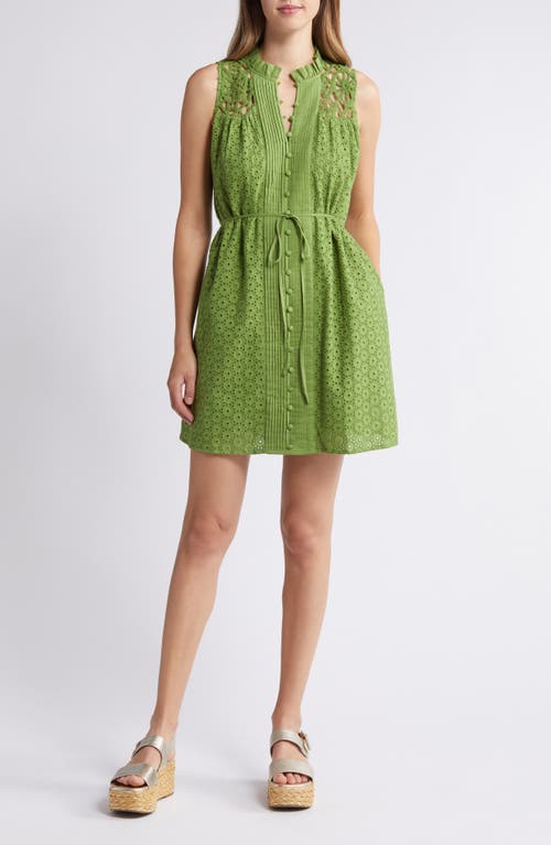 Sydnie Eyelet Embroidery Sleeveless Dress in Jungle