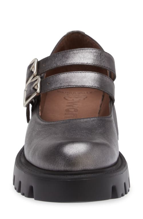 Shop Wonders Platform Mary Jane Loafer In Lead Metallic