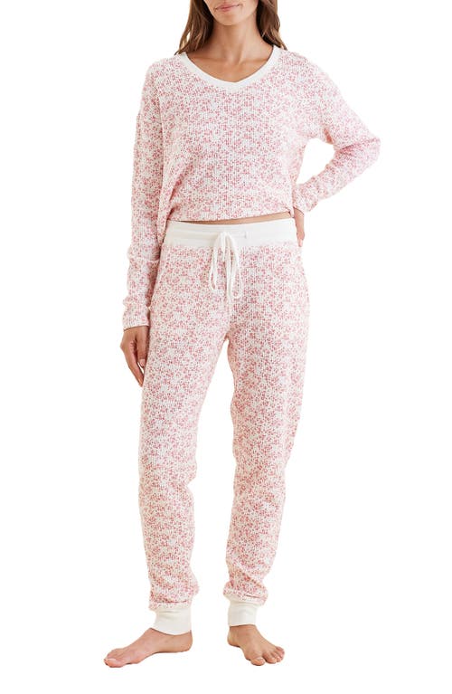 Shop Papinelle Waffle Knit Pajamas In Strawberry Ditsy