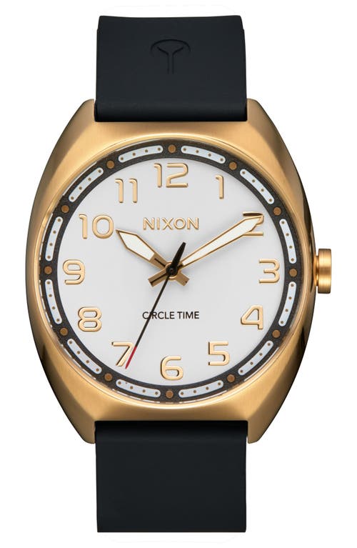 Nixon Mullet Silicone Strap Watch In Light Gold/white