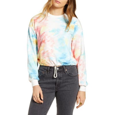 Kirious Tie Dye Cinch Crop Sweatshirt, Blue