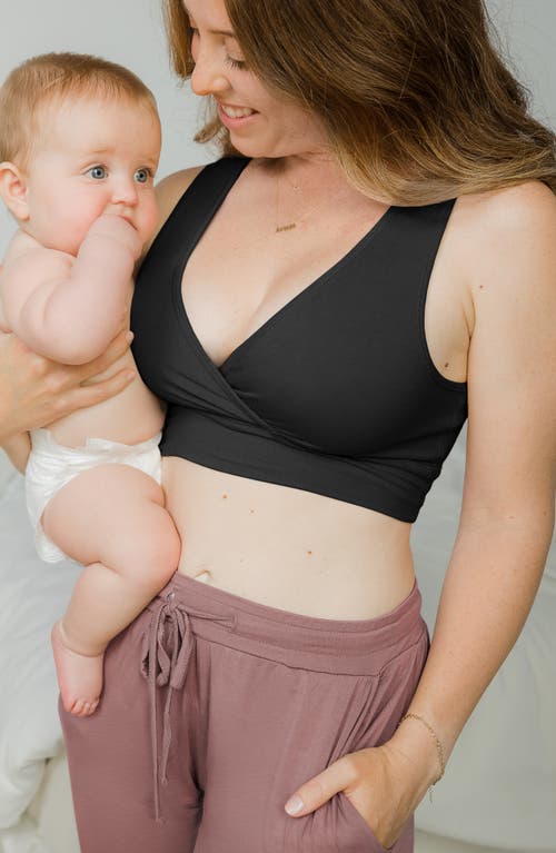 Shop Kindred Bravely Racerback Crossover Maternity/nursing Bra In Black