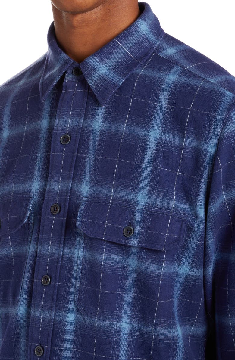 TOM FORD Ombré Plaid Military Fit Cotton Shirt | Nordstrom