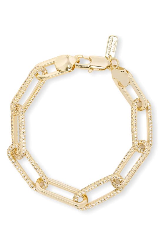 Shop Melinda Maria Carrie Pavé Chain Link Bracelet In Gold