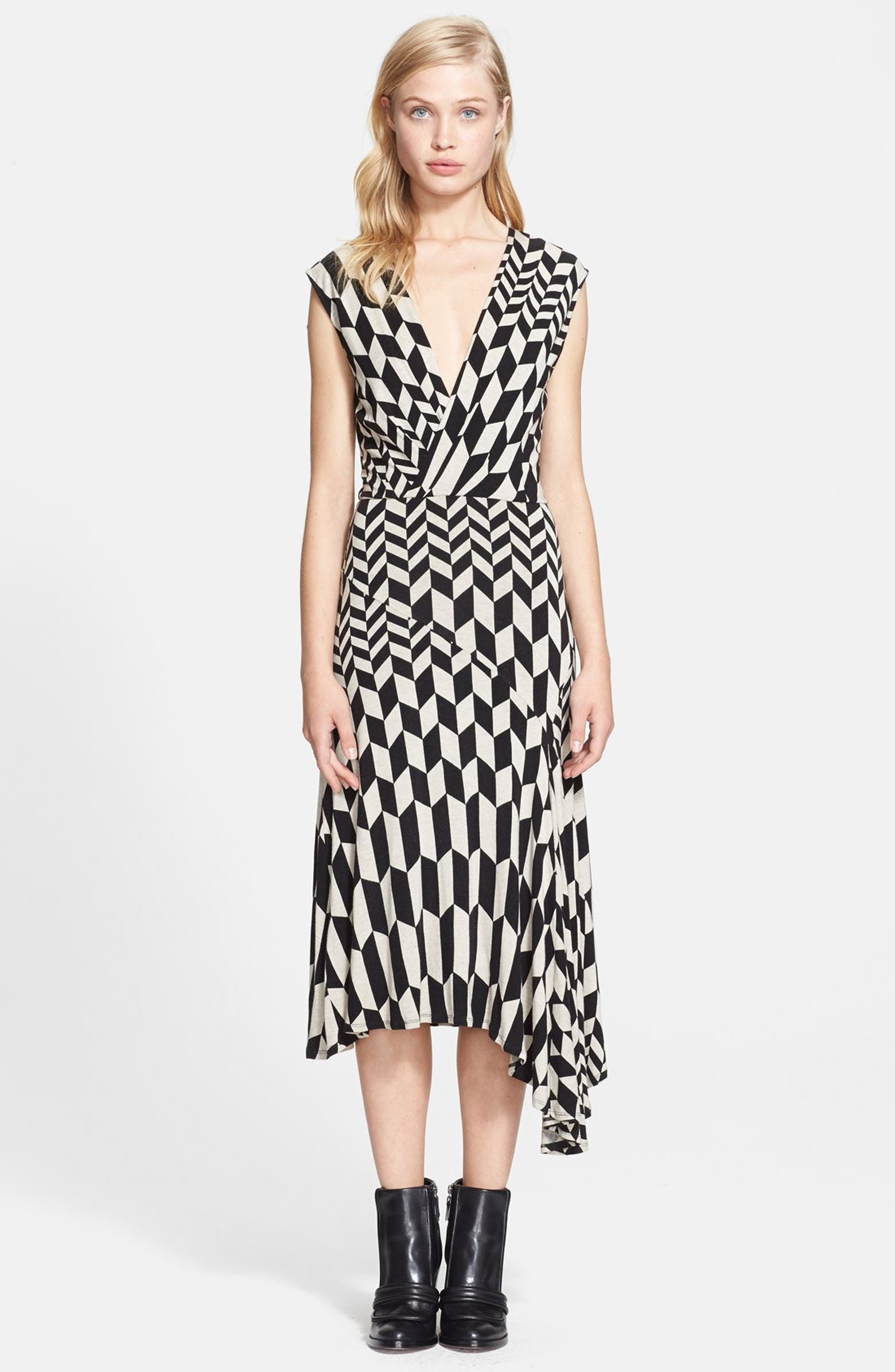 Tracy Reese Herringbone Print Jersey Midi Dress | Nordstrom
