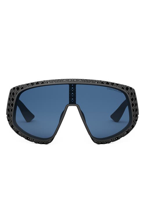 'Dior3D M1U Mask Sunglasses in Matte Black /Blue at Nordstrom