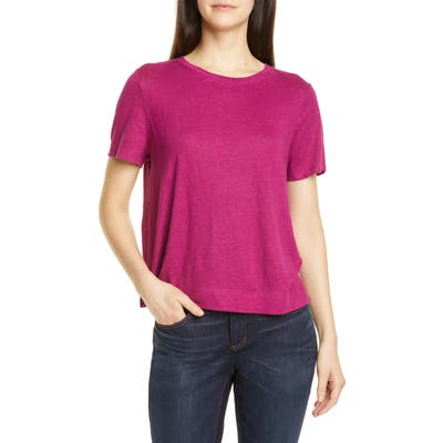 Eileen Fisher Crewneck Organic Linen Tee, Pink