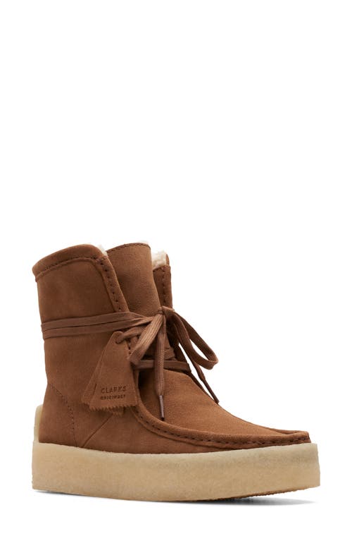 Clarks(r) Wallabeecup Genuine Shearling Lined Boot in Cola Suede
