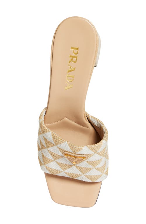 Shop Prada Triangle Jacquard Slide Sandal In Corda/talco