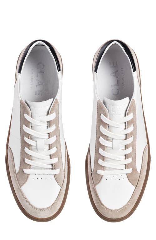 Clae Monroe Venice Leather Sneaker In White Feather Grey Dark Gum