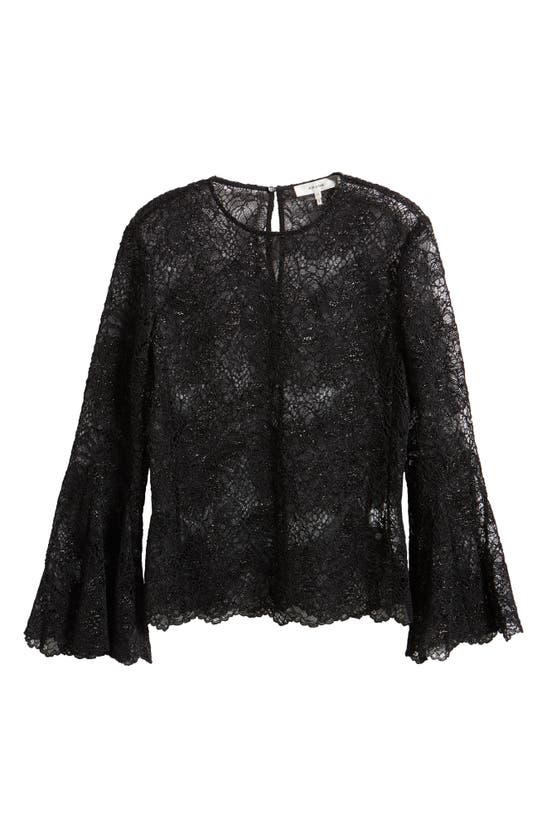 Frame Lace Flutter Sleeve Top In Black