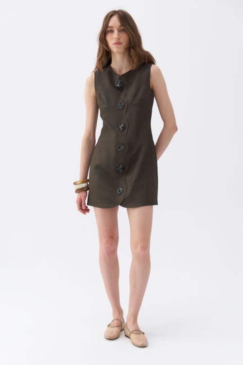 Shop Nocturne Seashell Accessorized Mini Dress In Khaki