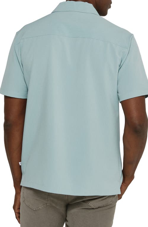 7 Diamonds Vance Textured Stretch Camp Shirt In Seafoam