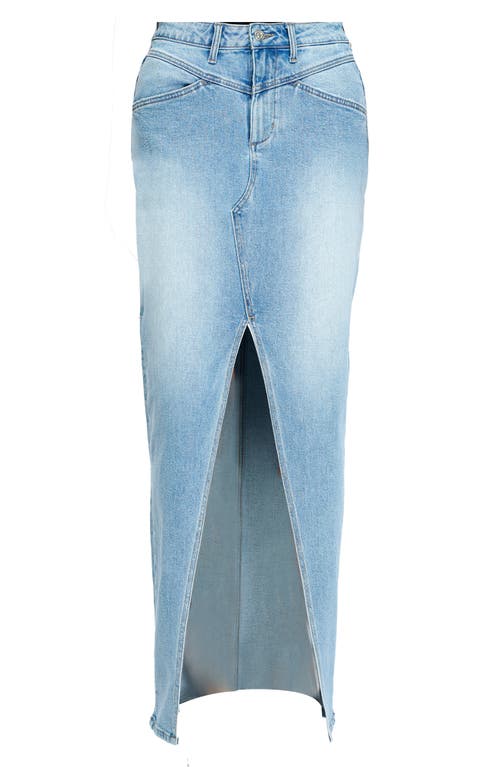 Bayeas Lauren Mid Rise Front Slit Maxi Skirt In Periwinkle Blue