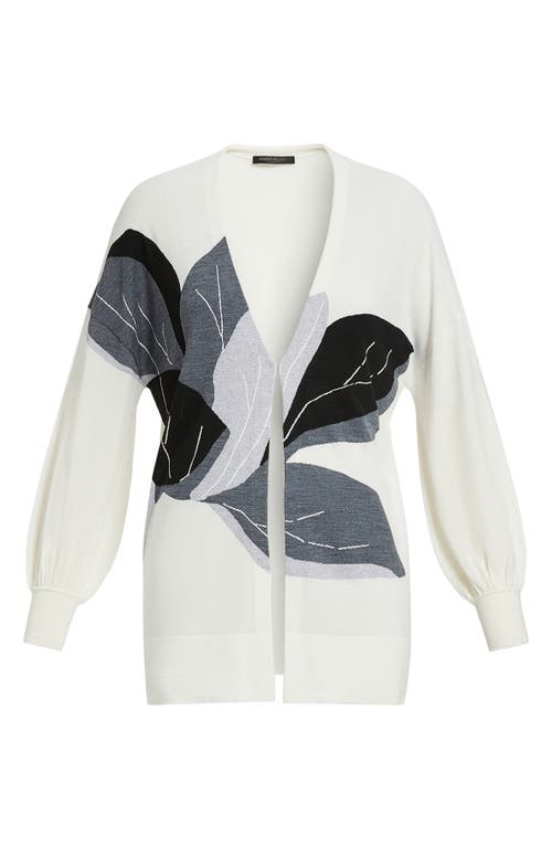 Shop Marina Rinaldi Alfio Virgin Wool Blend Cardigan In White Big