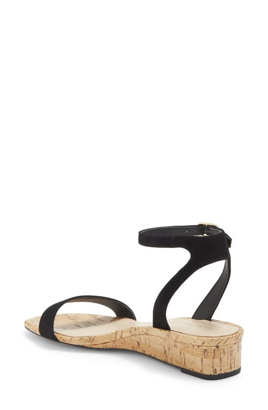 Stuart Weitzman Ave 35 Ankle Strap Wedge Sandal In Black