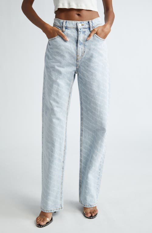 Shop Alexander Wang Logo Stripe High Waist Relaxed Fit Straight Leg Jeans In Pebble Bleach/white