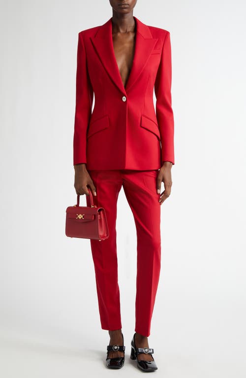 Shop Versace Medusa Ankle Trousers In Lipstick Red