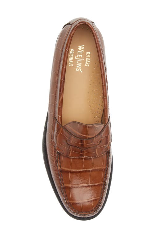 Shop G.h.bass Logan Croc Embossed Penny Loafer In Whiskey