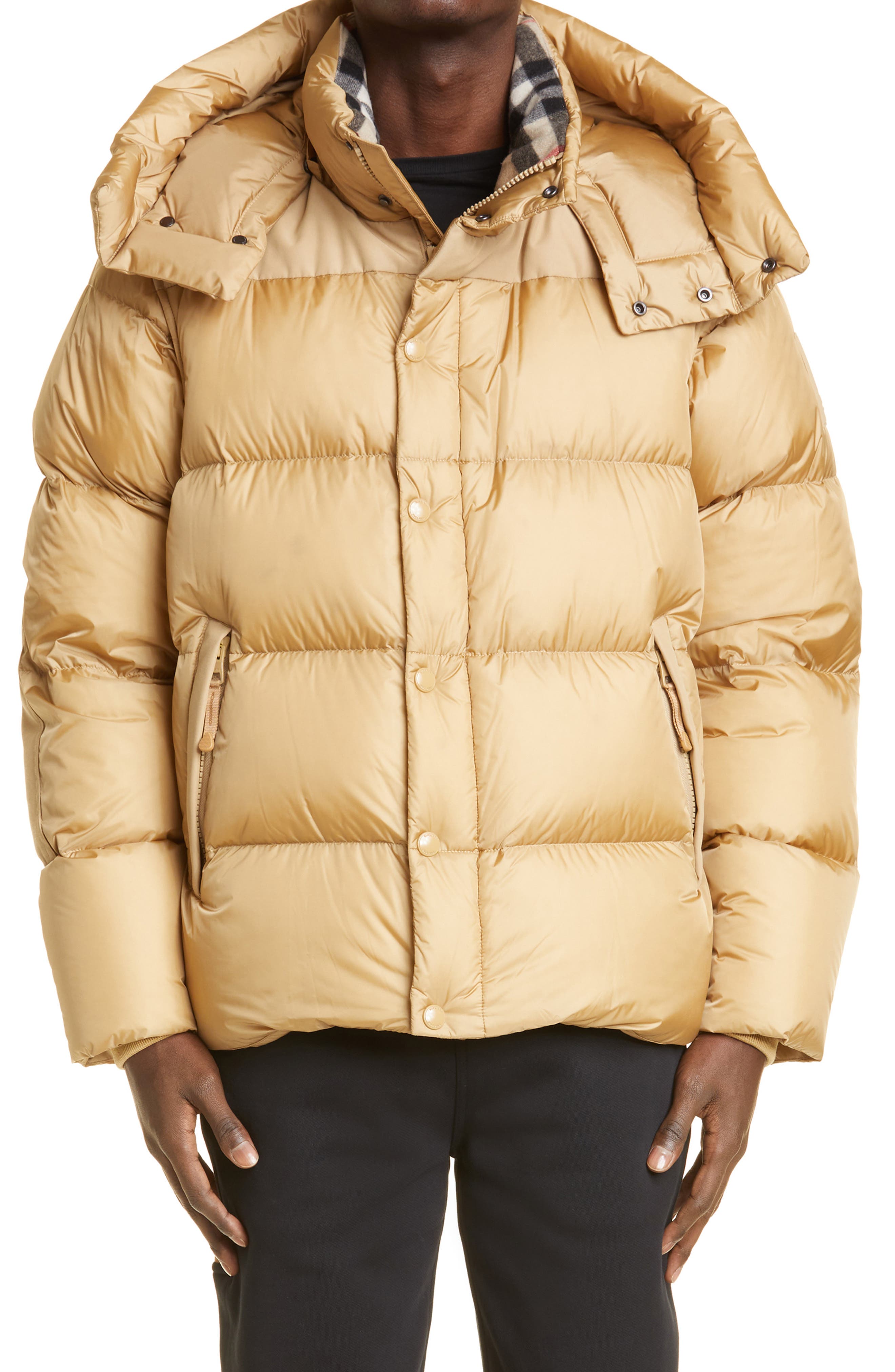 Burberry Lockwell Detachable Sleeve Down Puffer Coat in Honey at Nordstrom, Size X-Small Us