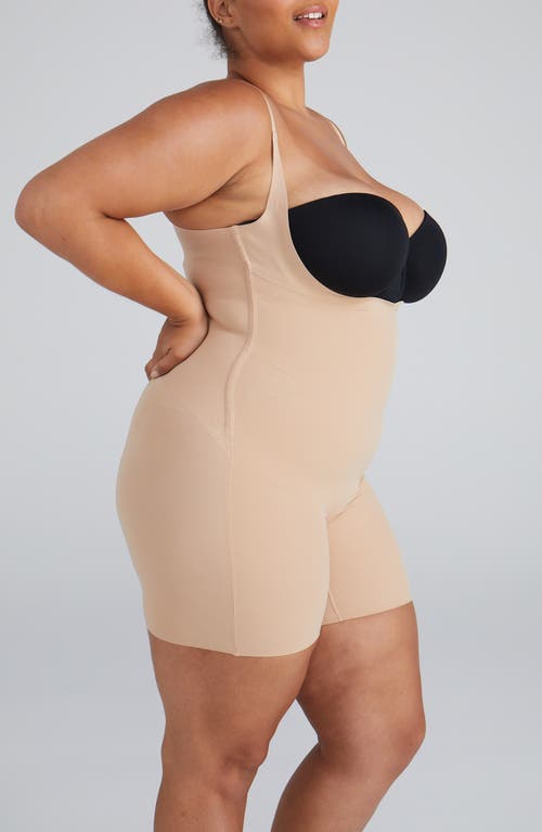 Shop Honeylove Open Bust Bodysuit In Sand