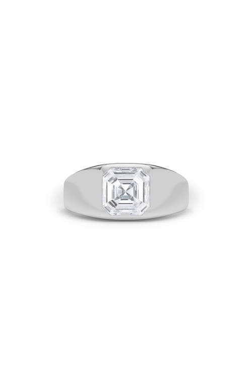 Shop Hautecarat Asscher Cut Lab Created Diamond Signet Ring In 2.50 Ctw 18k White Gold