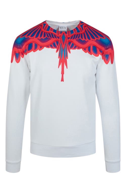 Shop Marcelo Burlon County Of Milan Marcelo Burlon Curves Wings Long Sleeve Cotton Graphic T-shirt In White