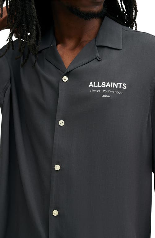 Shop Allsaints Underground Logo Graphic Camp Shirt In Jackson Blue