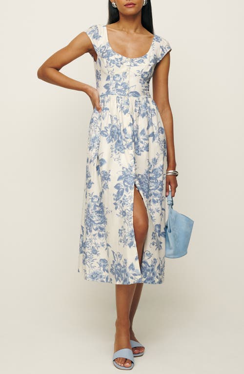 Reformation Florrie Floral Cotton Midi Dress Courtier at Nordstrom,