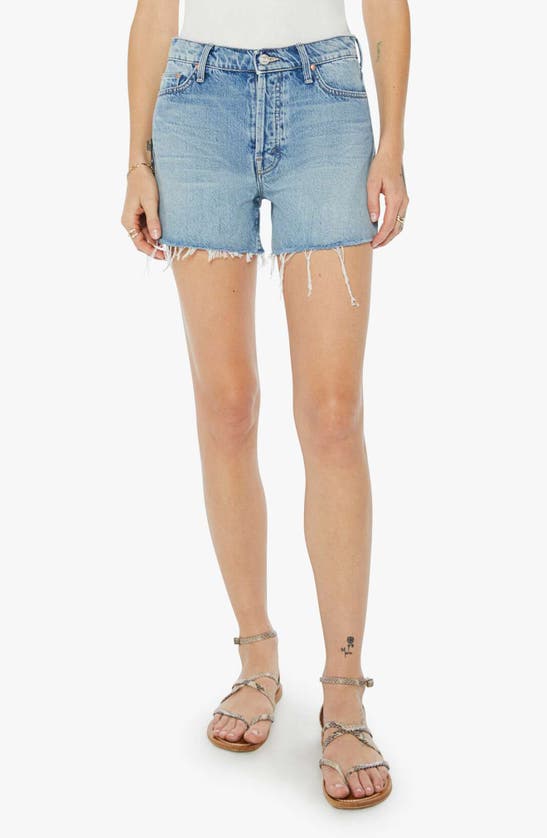 Shop Mother The Tomcat Loose High Waist Cutoff Denim Shorts In Leap At The Chance