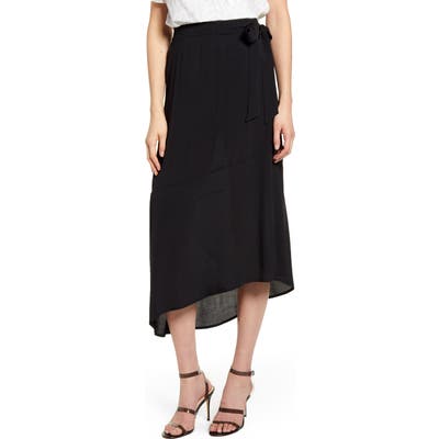 Chelsea28 Asymmetrical Faux Wrap Skirt, Black