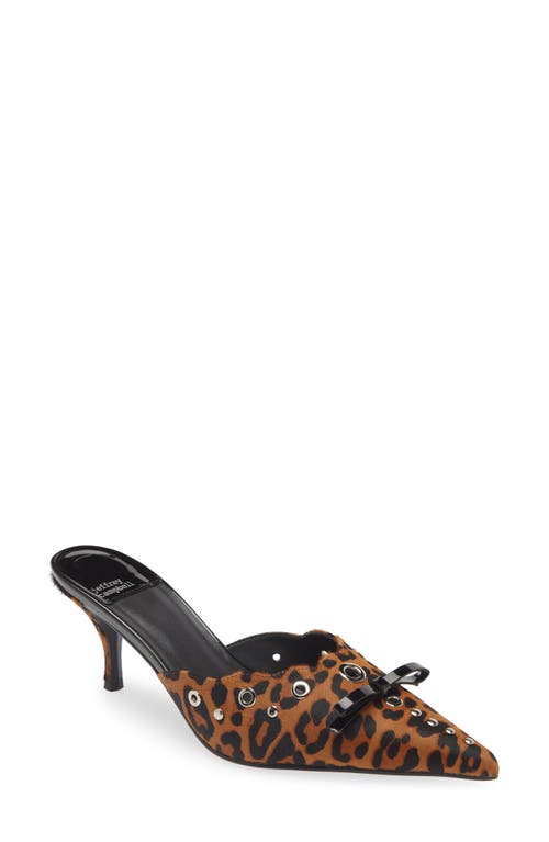 Gratis Genuine Calf Hair Pointed Toe Mule in Black Cheetah Calf Hair Print