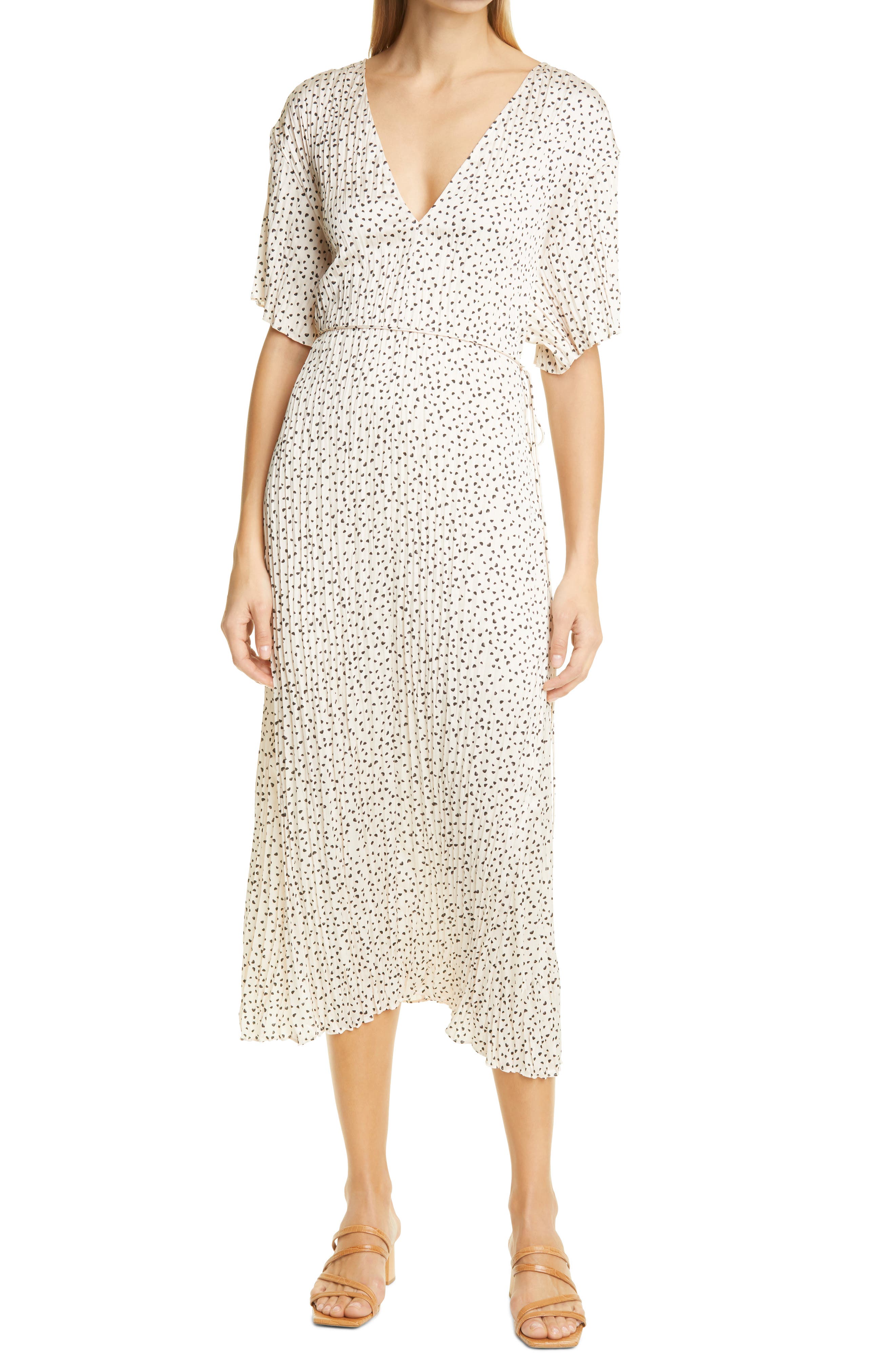 vince stone dot midi dress