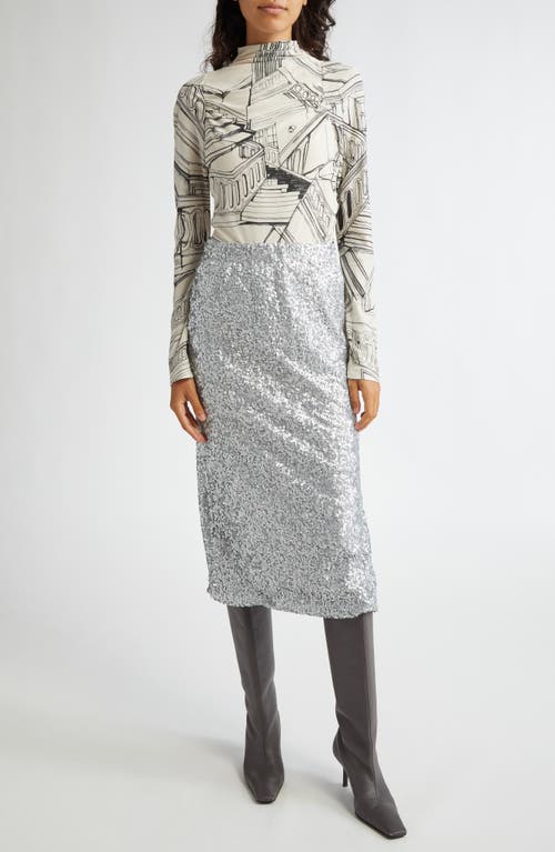 Shop Stine Goya Sequin Skirt In Steel Grey