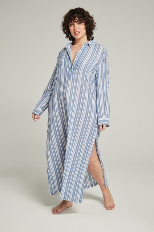 Nudea The Maxi Shirt In Navy Blue Stripe