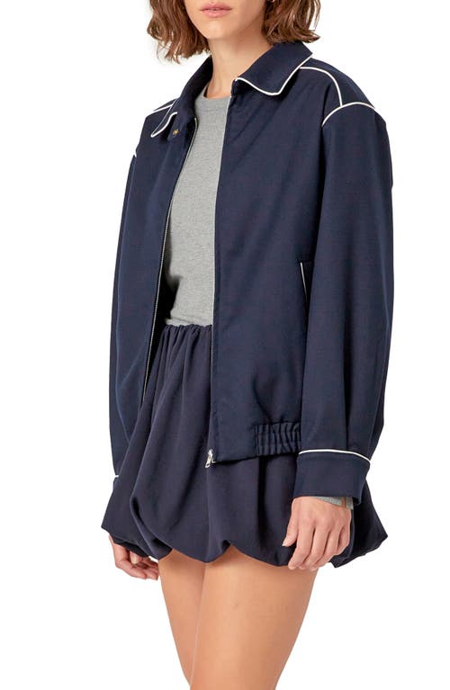 Shop English Factory Contrast Piping Jacket In Navy