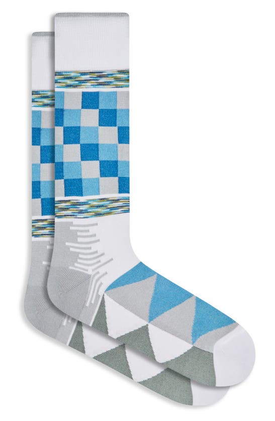 Bugatchi Geo Pattern Dress Socks In White