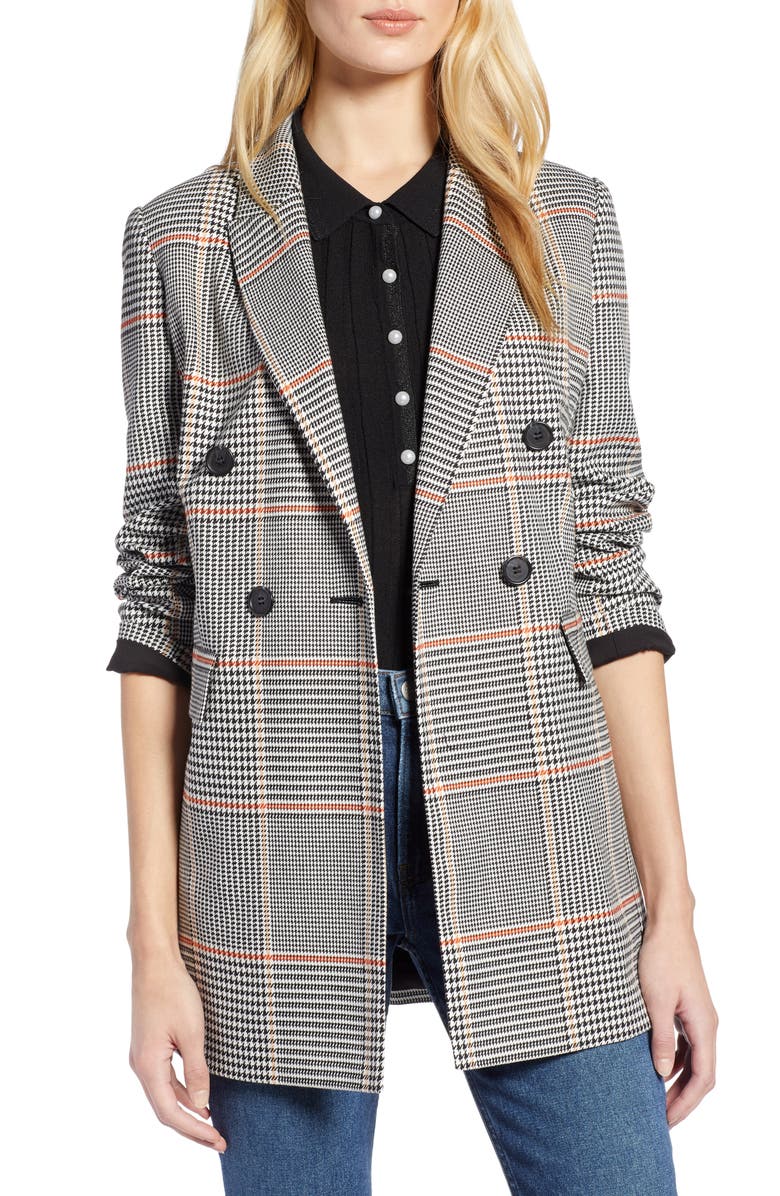 HALOGEN<SUP>®</SUP> x Atlantic-Pacific Menswear Plaid Blazer, Main, color, BLACK PLAID